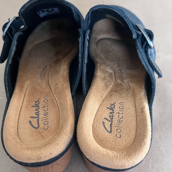 Clarks Collection Leather Heeled Clog Paizlee Nora Black Suede Women’s US 7 - Picture 3 of 8